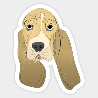 cute basset hound puppy face Sticker